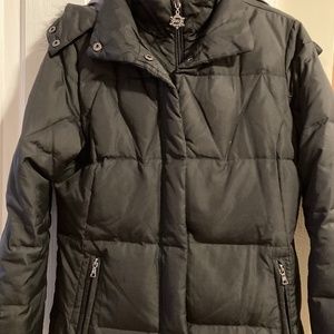 Free Country Down Puffer Jacket, Small, Black, Hood, Faux Fur